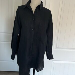 Zara black button up long shirt with long sleeves